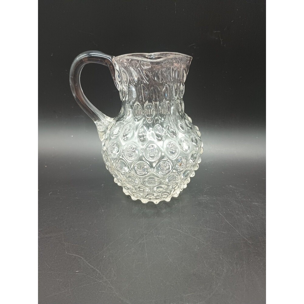 Vtg Bubble Hobnail Pitcher Small Hand Blown 5.25"